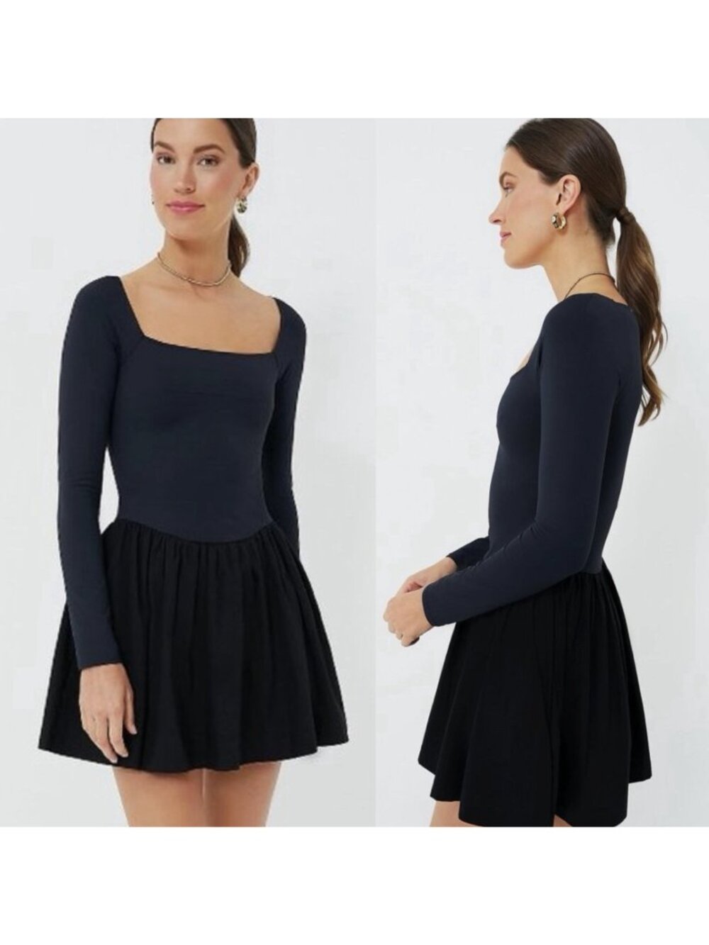 Ciao Lucia Calista Long Sleeve Mini Ballet Dress Blue Black Women’s Size XS